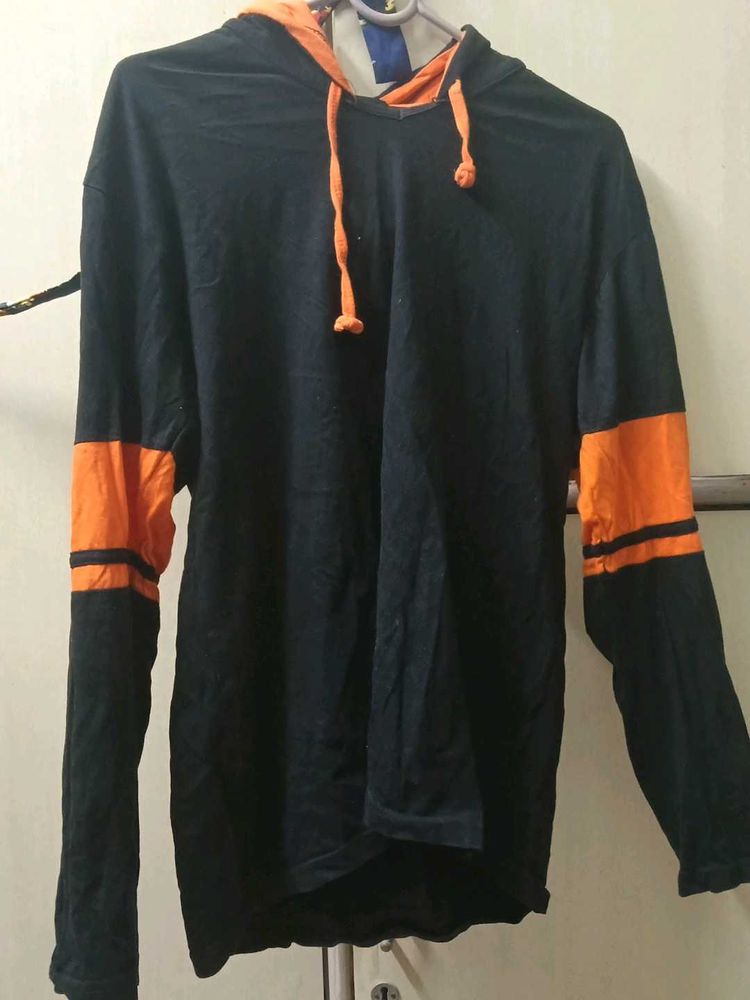 Black &amp; Orange Hoodie for Men