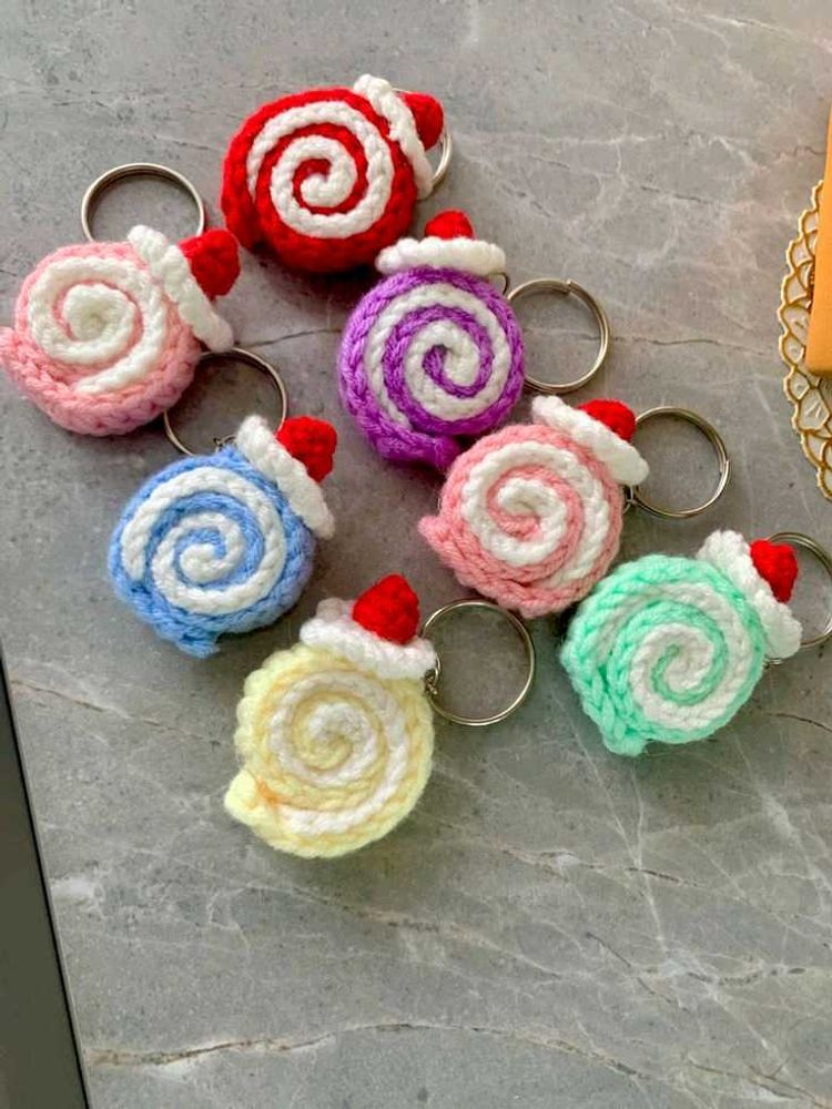 Crochet Swiss Roll Keychains