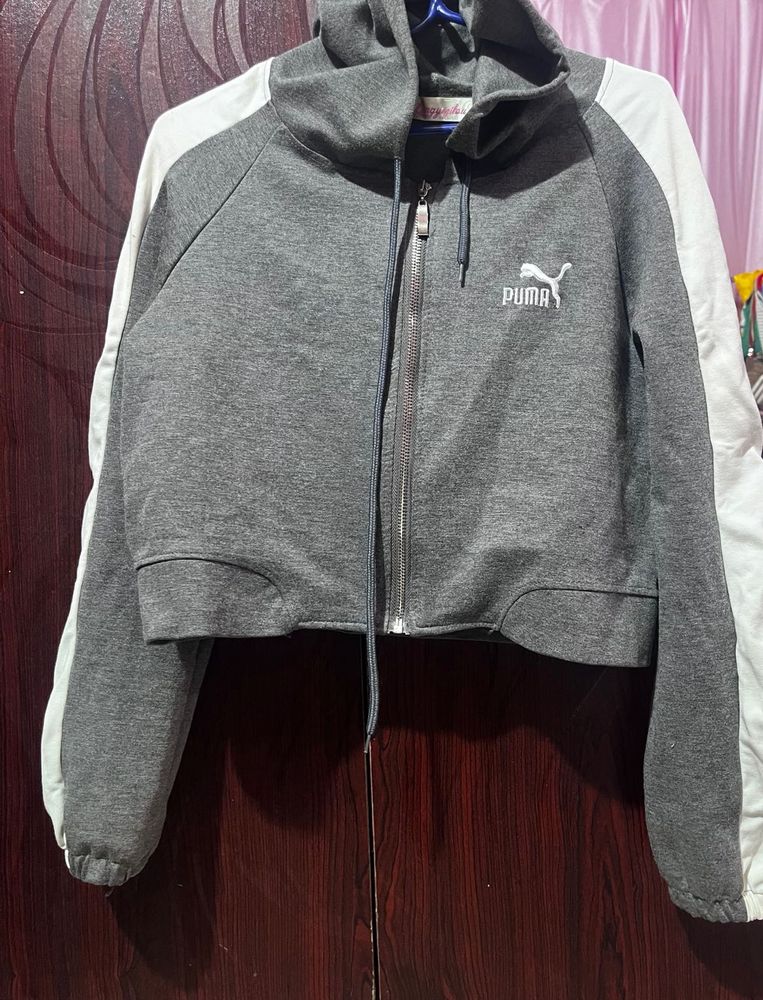 Puma Cropped Zip-Up Hoodie