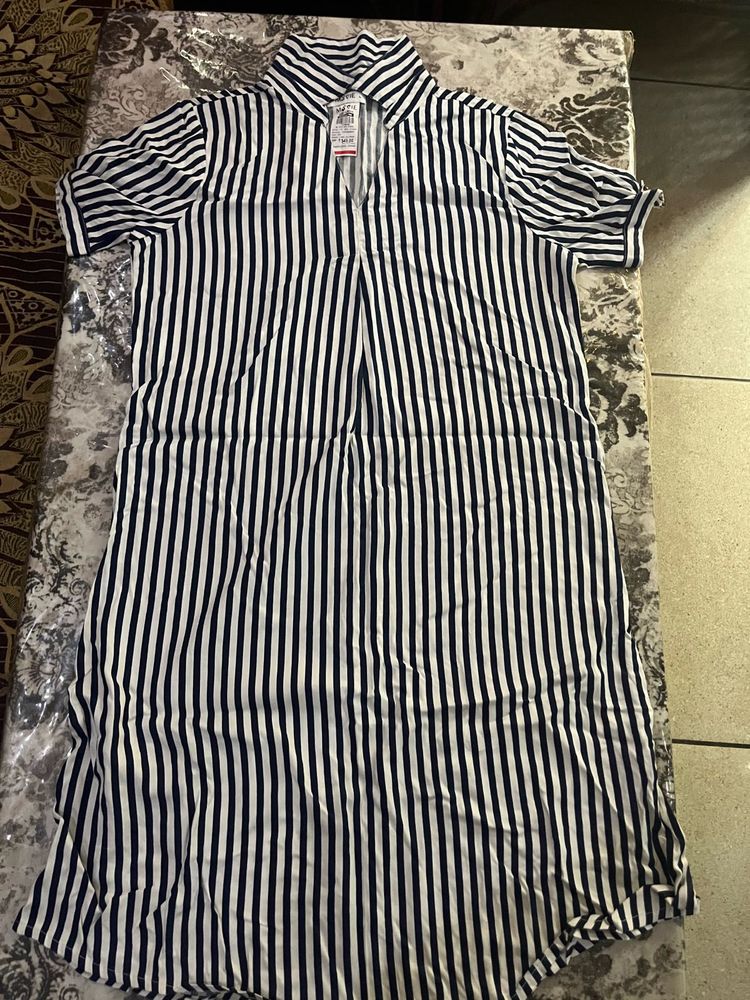Blue Stripes Midi Dress