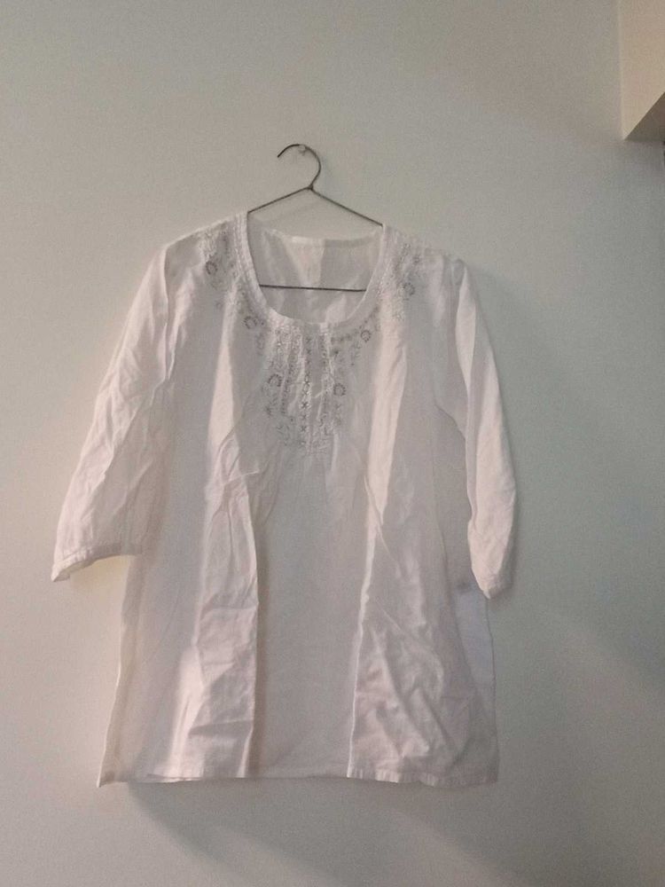 White Embroidered Top