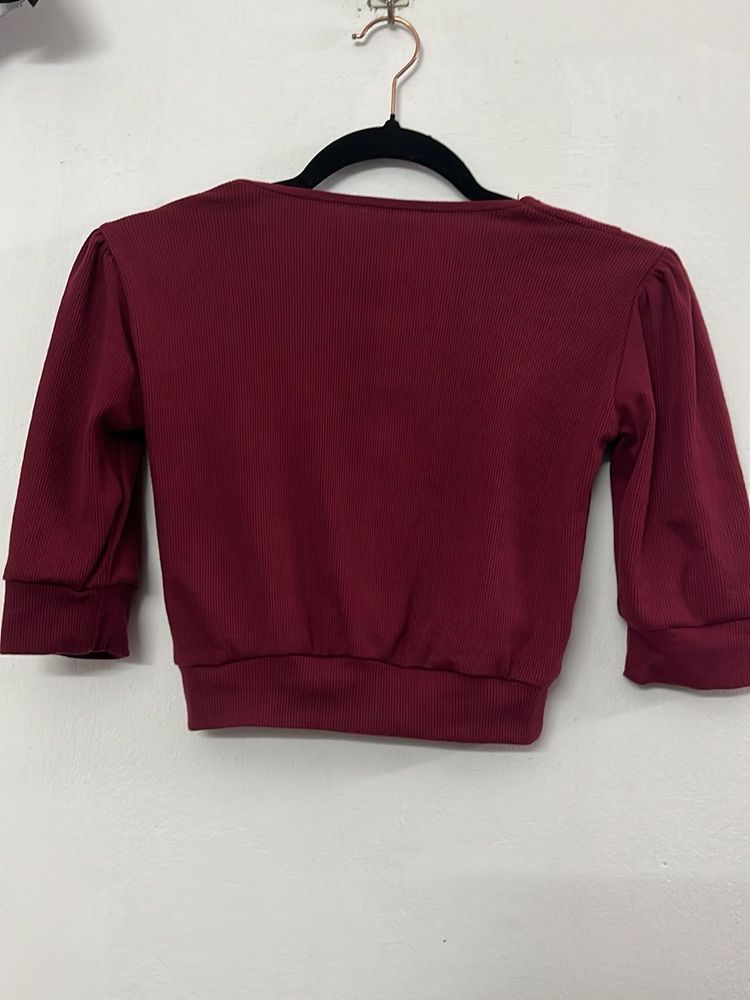 Maroon 3/4 Sleeve Top