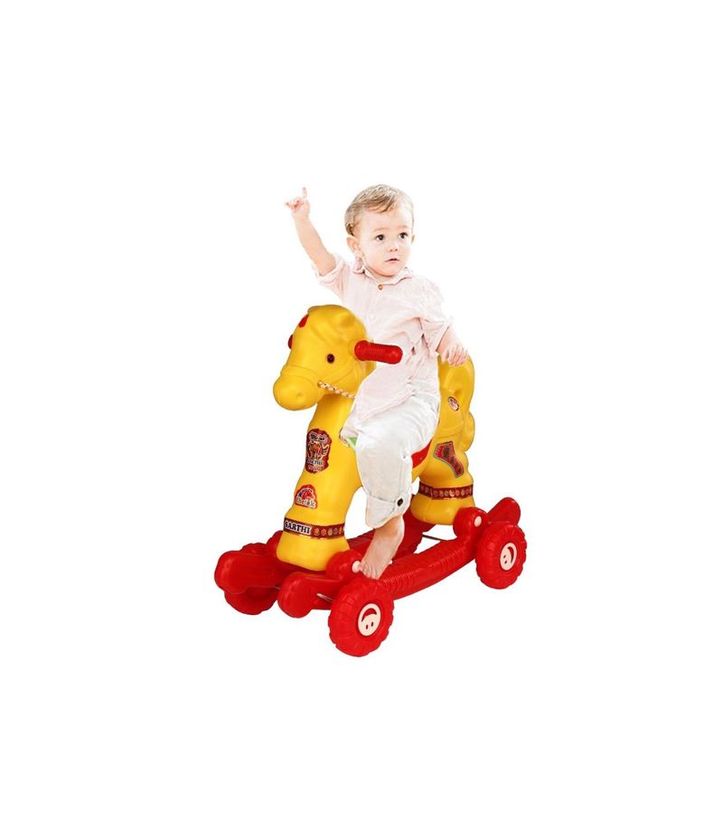 Cute Yellow &amp; Red Rocking Horse Scooter