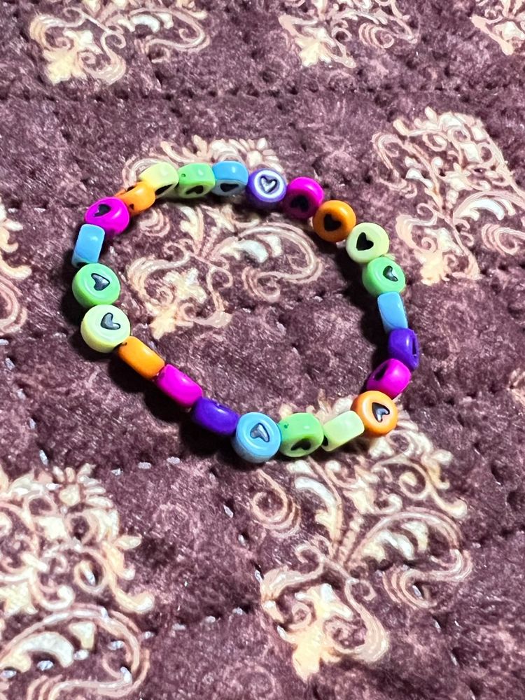 Colorful Heart Bead Bracelet Set Of 8