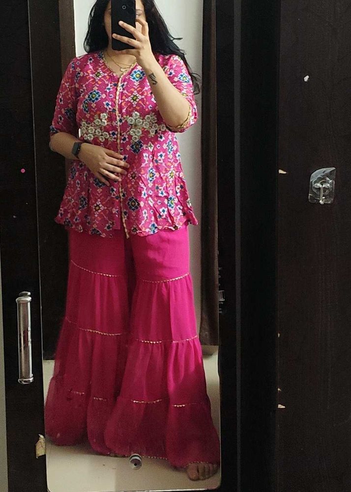Pink Kurta Set- sharara