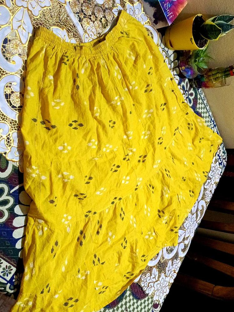Yellow Patterned Skirt