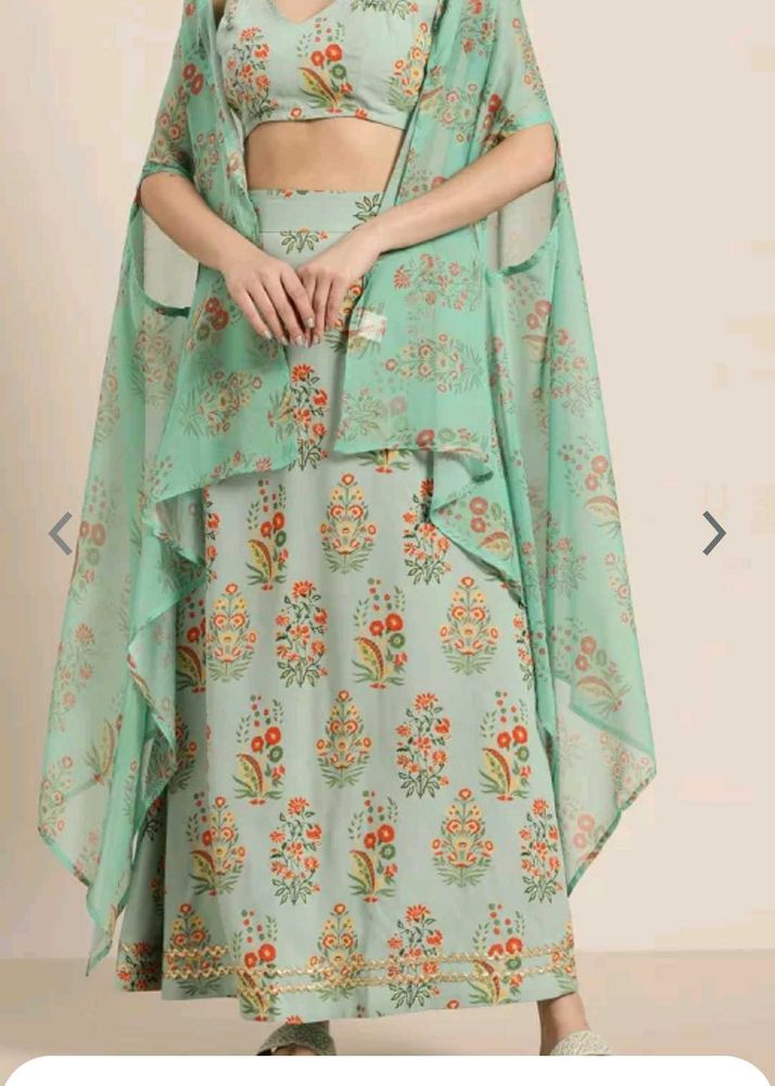 Mint Floral Lehenga Set