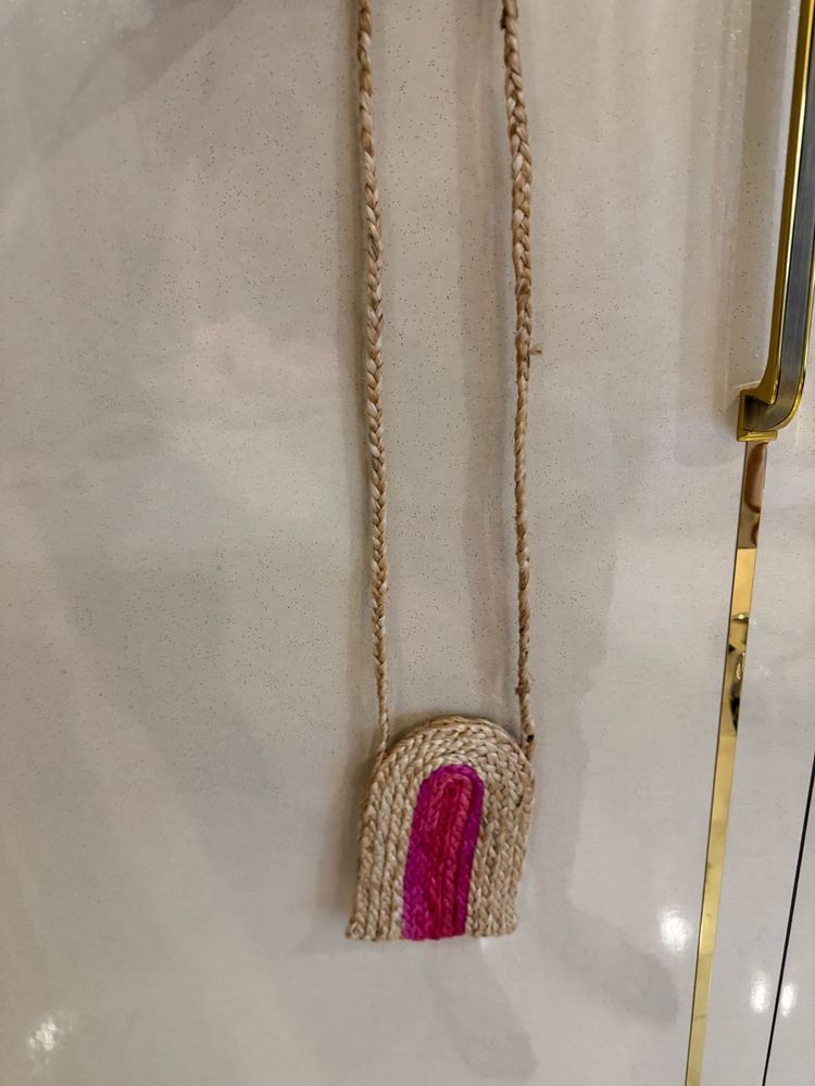Handcrafted Pink Jute Sling Bag