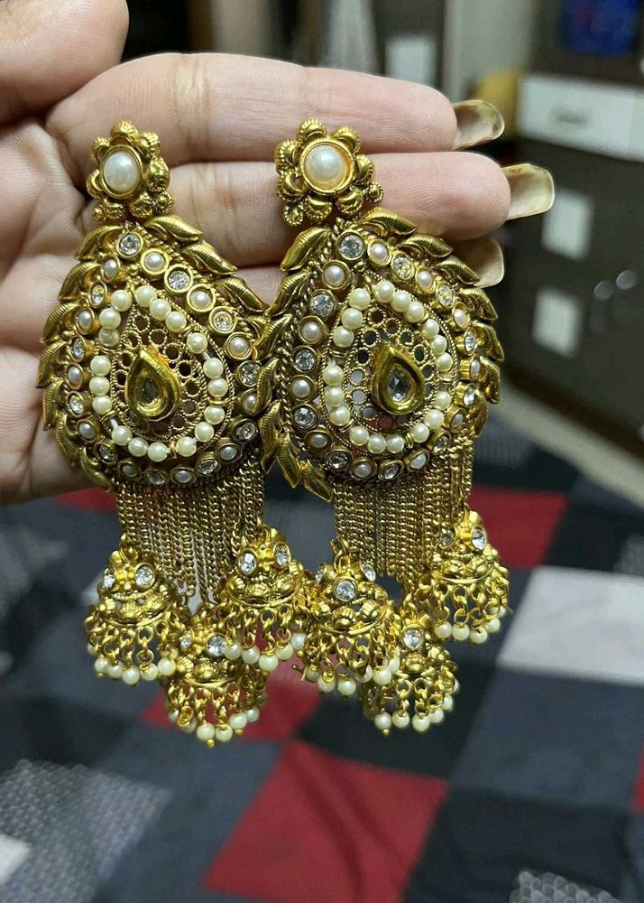 Gold Jhumka Earrings