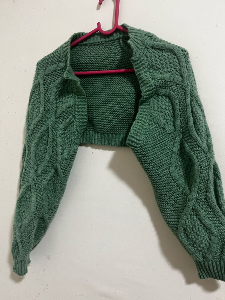 Green Knit Bolero Shrug