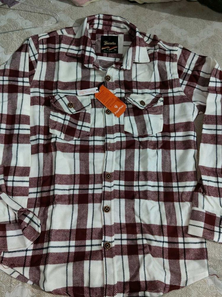Flannel Plaid Shirt Winter Size - M