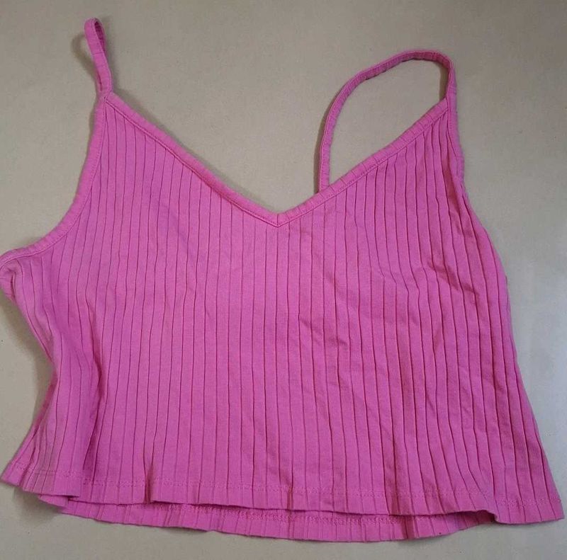 Pink Ribbed Tank Top