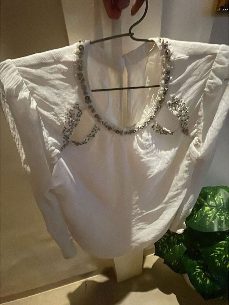 Elegant Embellished White Top