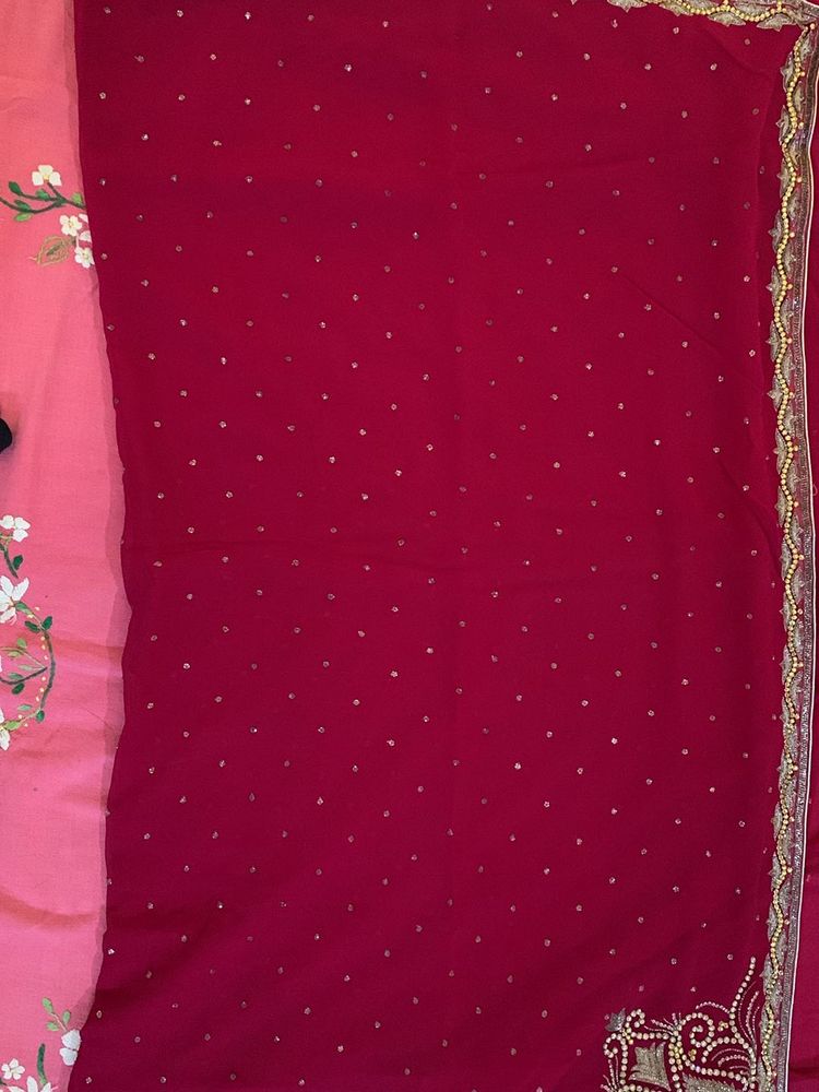 Rani Pink Party Wear Saree