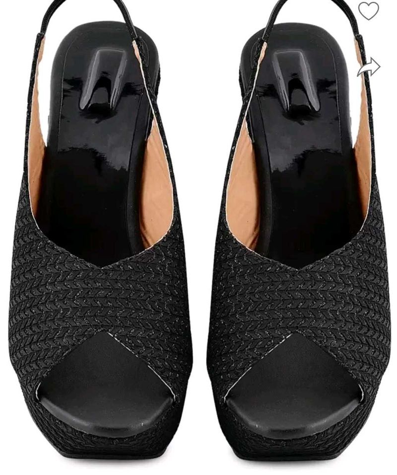 Chic Albely Black Wedge Sandals -length 23cm