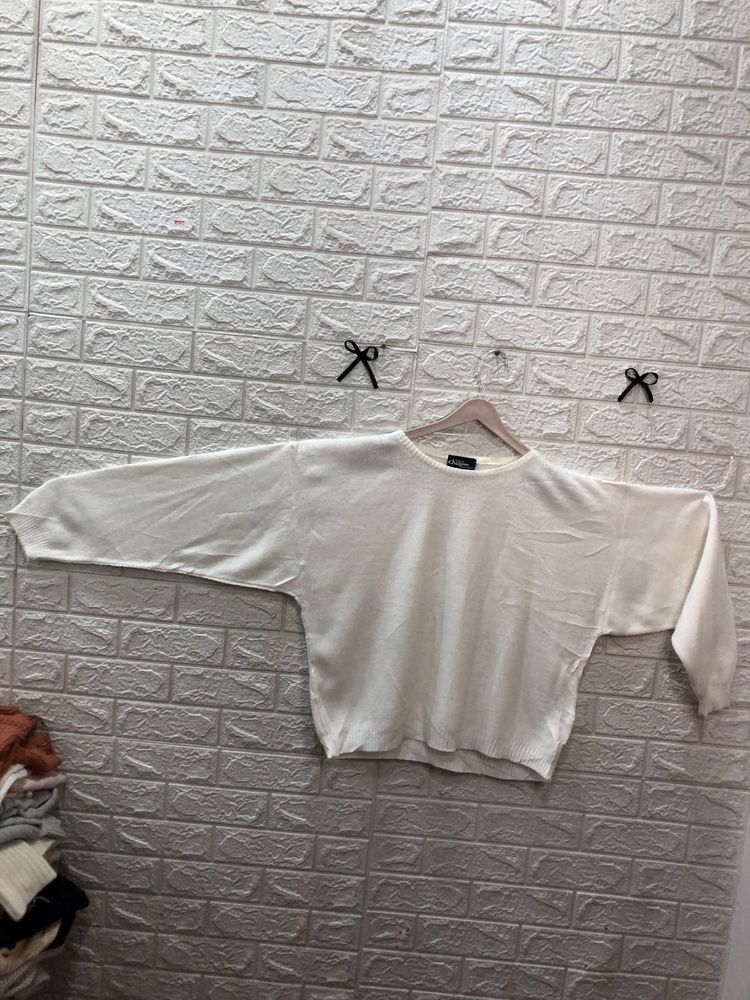 White Long Sleeve Knit Sweater🌷‼️