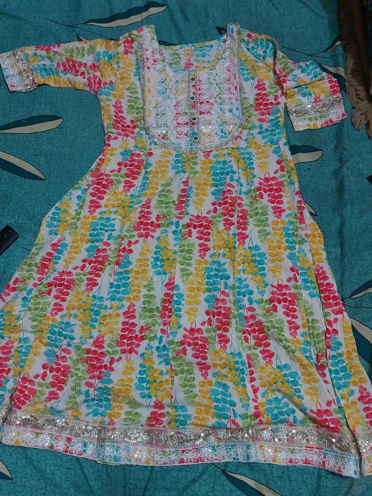 Colorful Floral Print Kurta