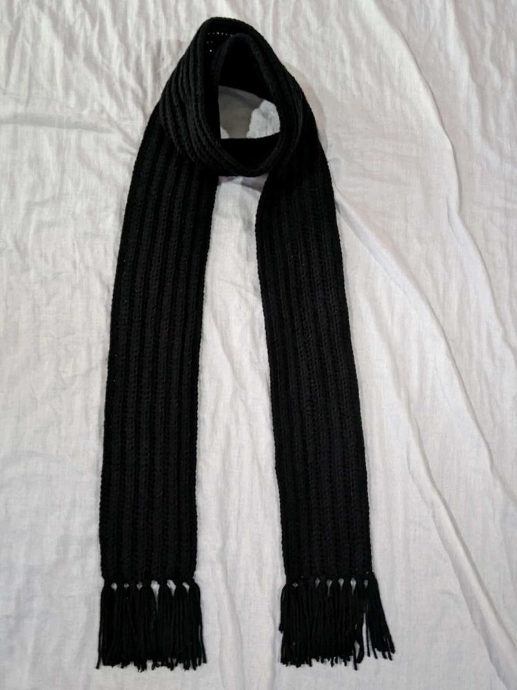 Classic Black handmade crochet Scarf/Muffler