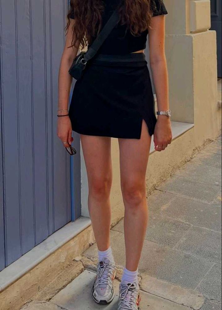 Black Slit Mini Skirt