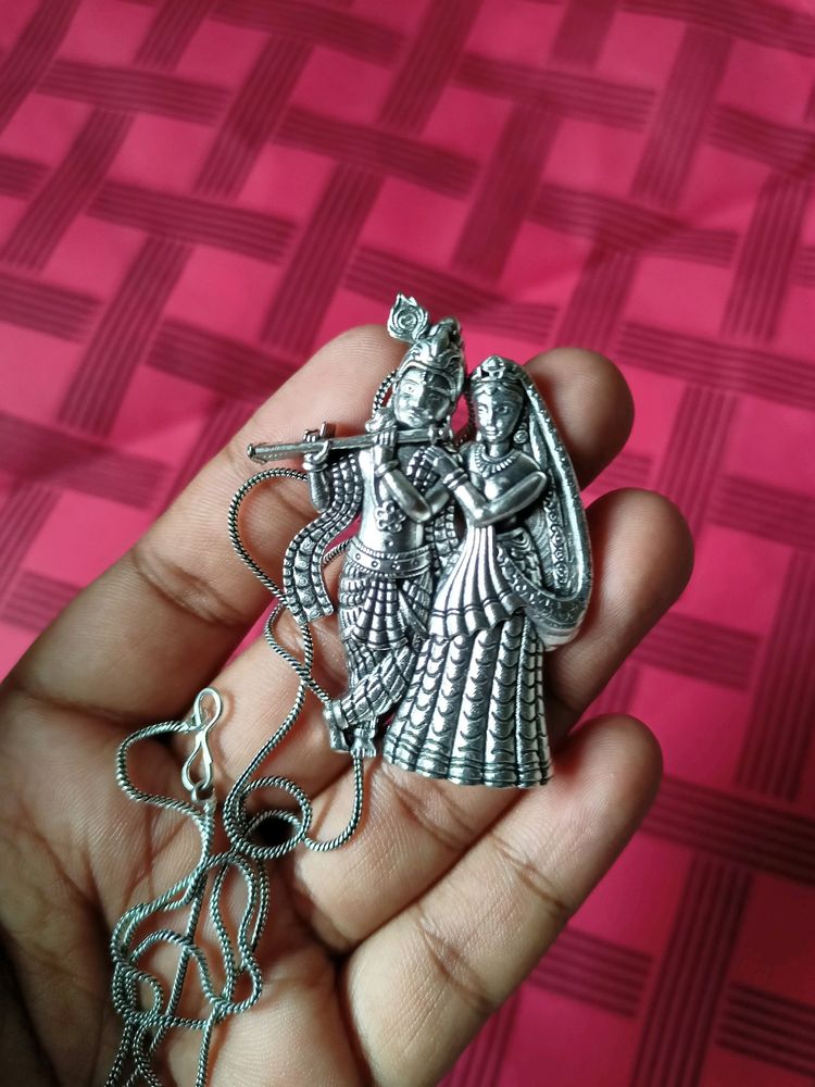 Radha Krishna ji Locket Silver Colour ( New)