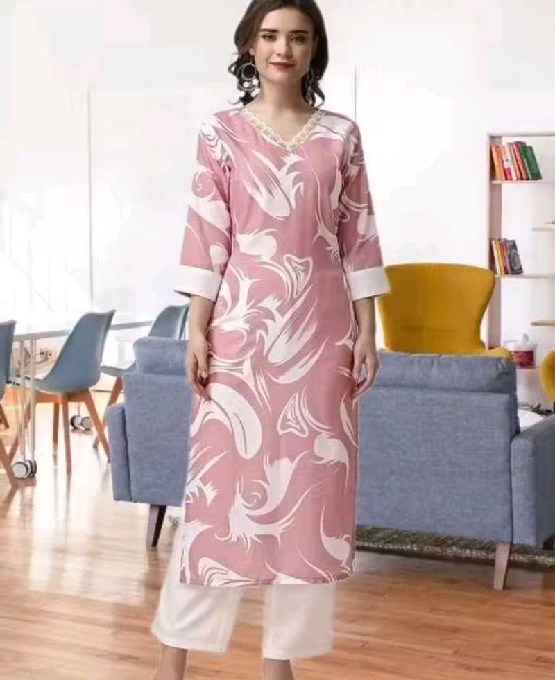 Pink &amp; White Kurta Set