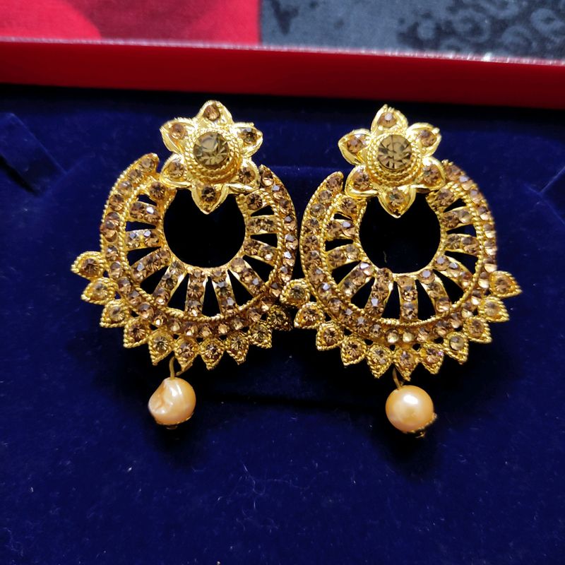 Elegant Chandbali Earrings Gold Plated