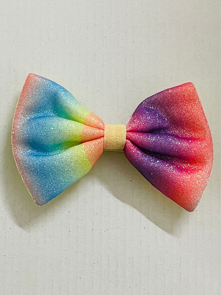 glittered hair bow clip