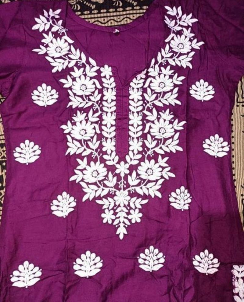 Purple Chikankari kurta and pant set