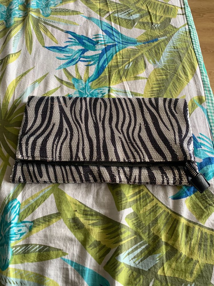 BCBG Beaded Sequenced Clutch Bag In Zebra Pr