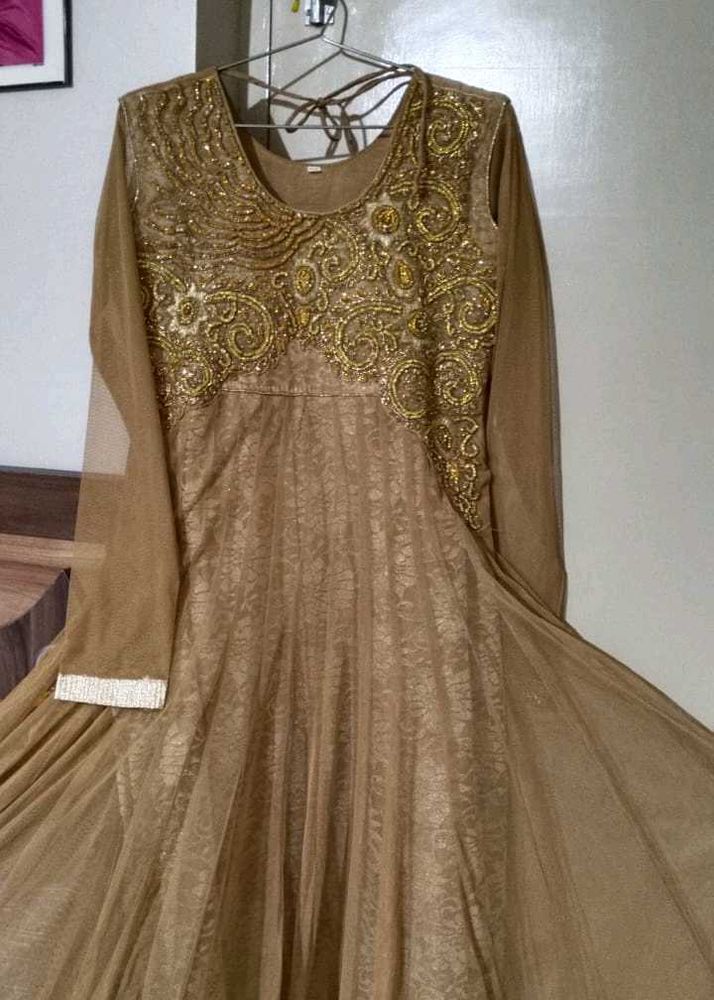 Golden Anarkali Kurta Set