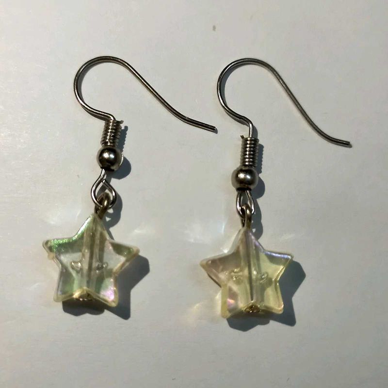 Handmade Clear Star Earrings
