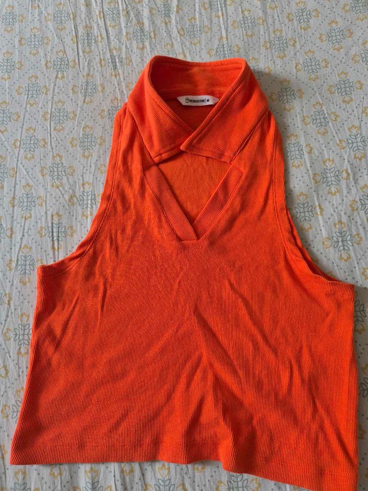 Orange Crop Top For Size M