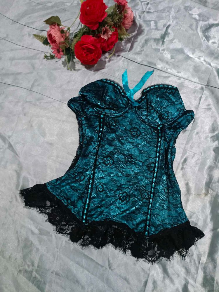 ImportedTeal Lace Corset Top