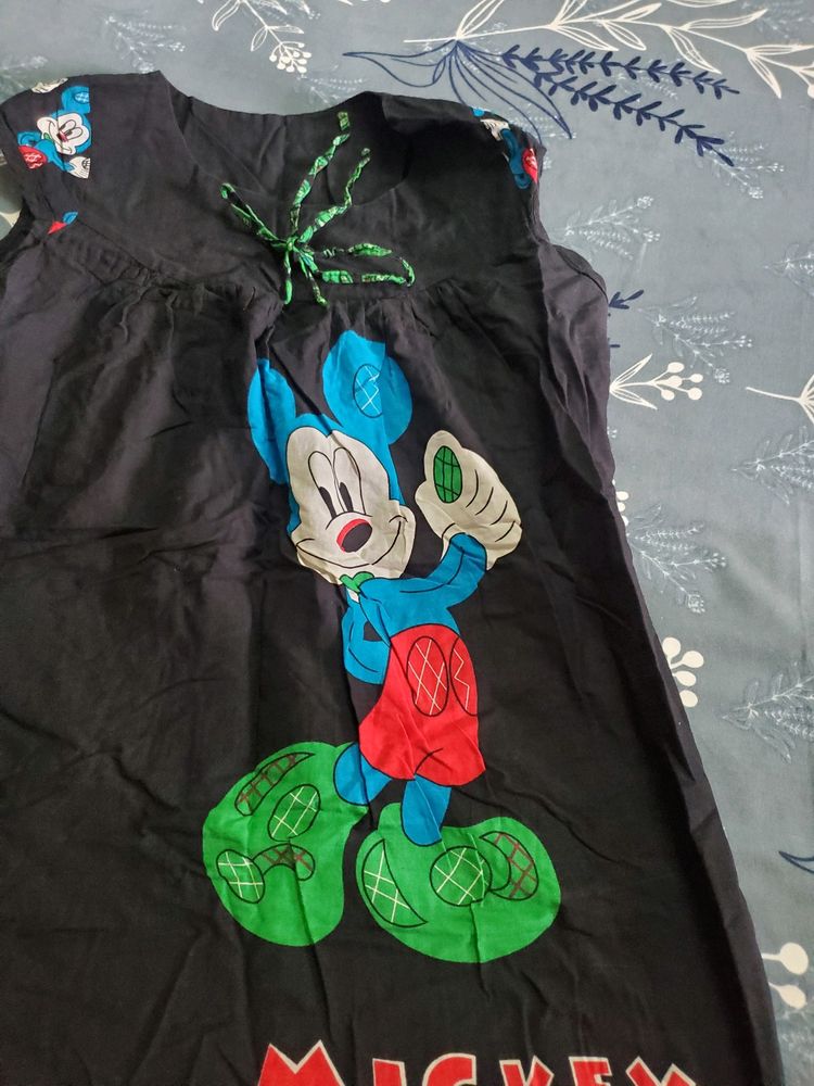Mickey Mouse Printed Black Top