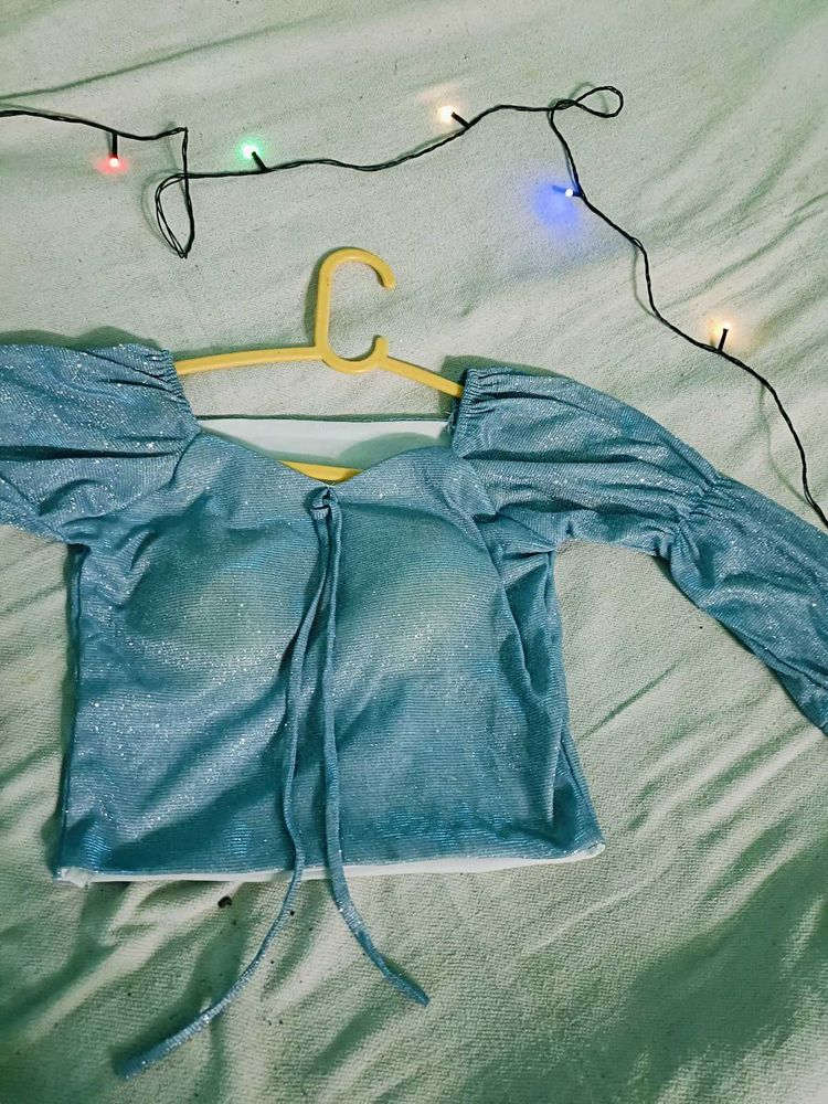 Sparkly Blue Crop Top