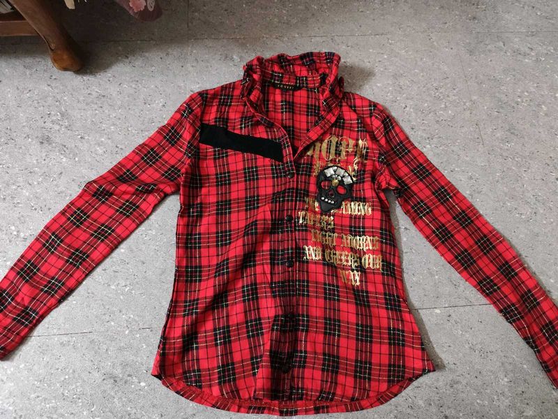 Checkered Skull detail Punk Shirt