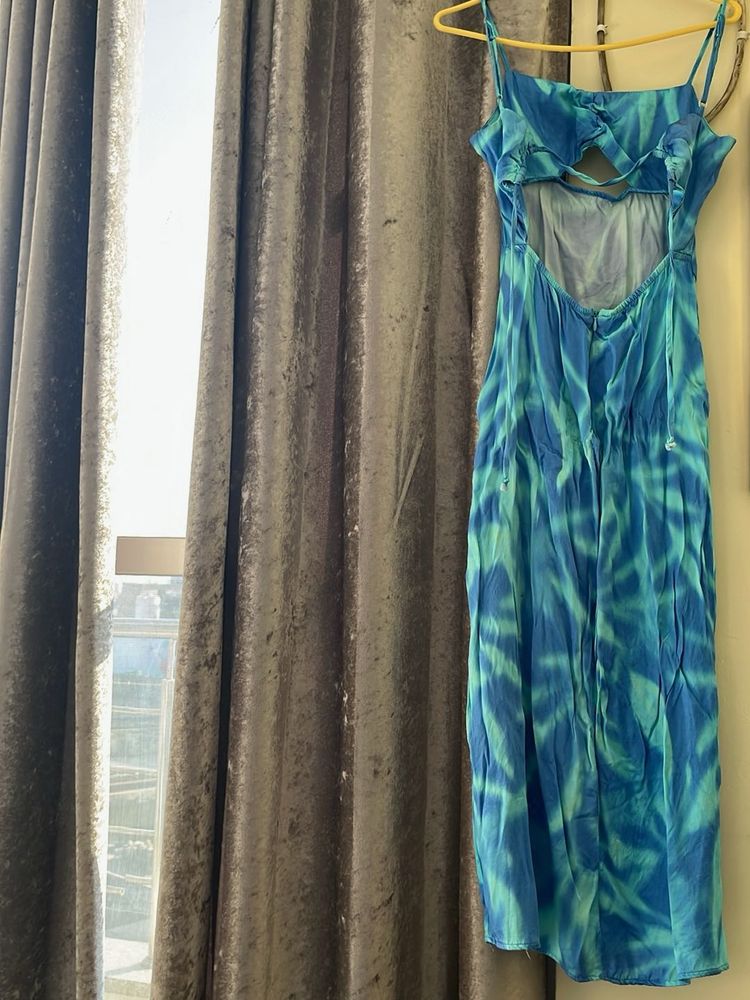 Tie-Dye Cutout Midi Dress