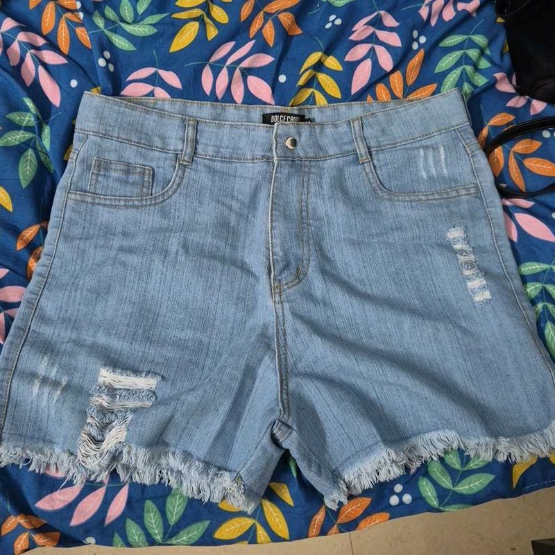 Ripped Denim Shorts