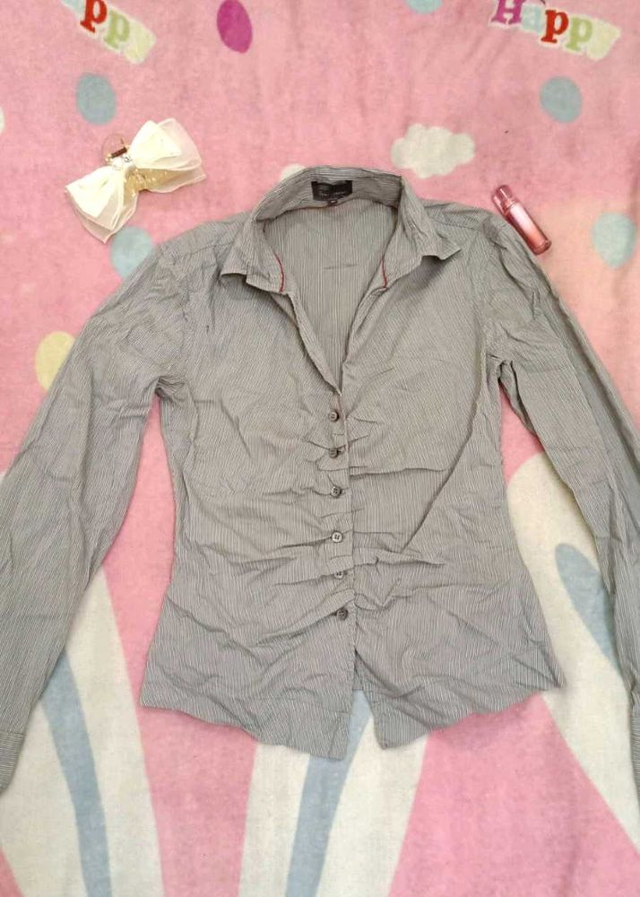 Striped Button-Down Blouse