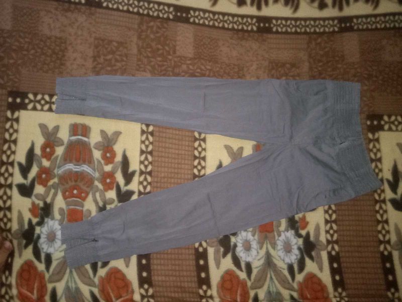 Grey Cotton Blend Trousers