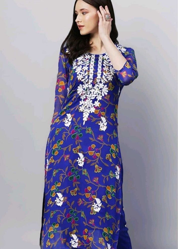 Georgette chikankari embroidered kurta 💕