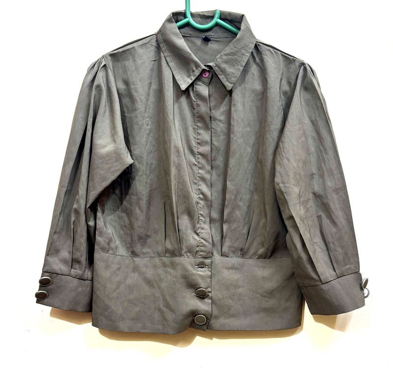 Women Green Crop Shirt