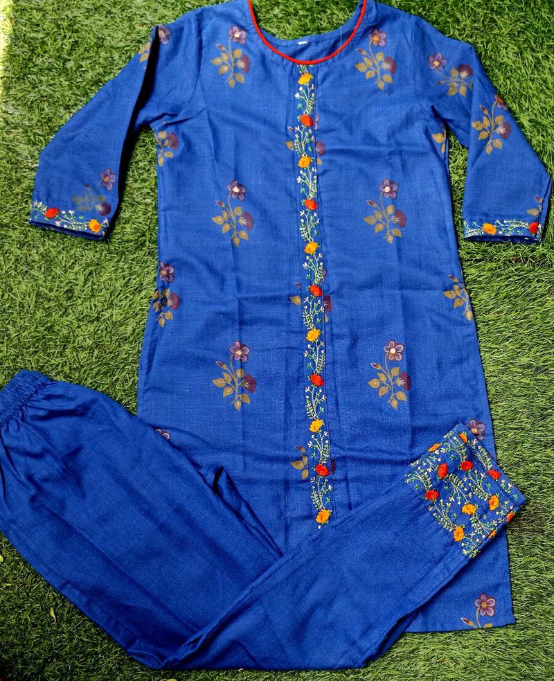 Blue Floral Kurta Set