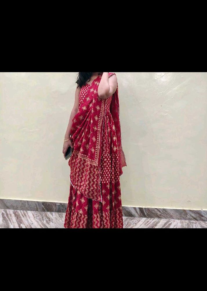 Red Ethnic Dress... Kurta With Dupatta