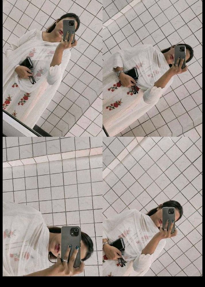 Elegant White Embroidered Kurti