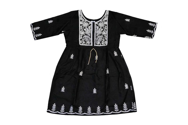 Black Embroidered Kurta Dress