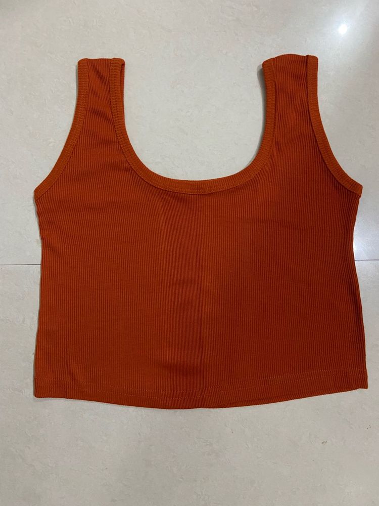 Rust Ribbed Tank Top