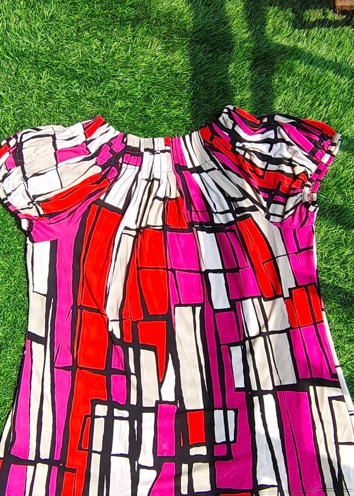 Colorful Geometric Print Top