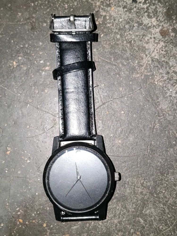 Black Leather Strap Watch