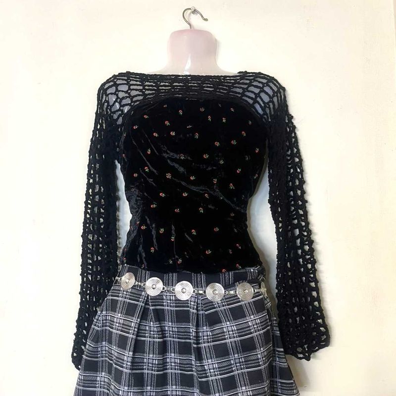 ⛧Black Crochet Bolero Sleeves